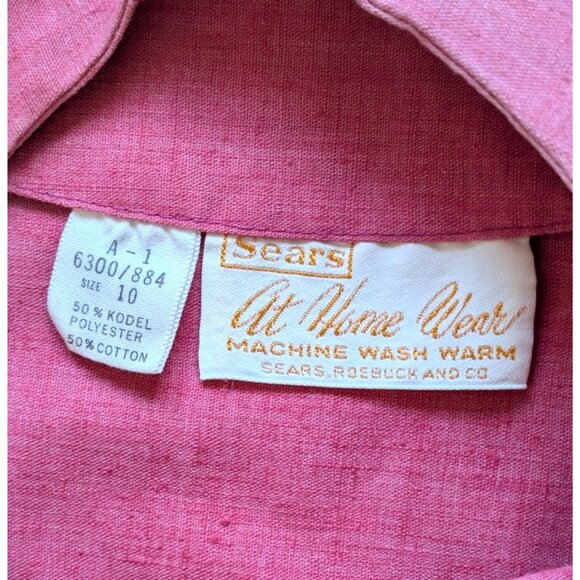 Vintage Sears MCM Button Front Pink Sleeveless Dress At Home Wear Sz 10 USA Made - Picture 6 of 13